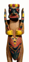 North West Coast Polychrome Painted Wood Standing Shaman