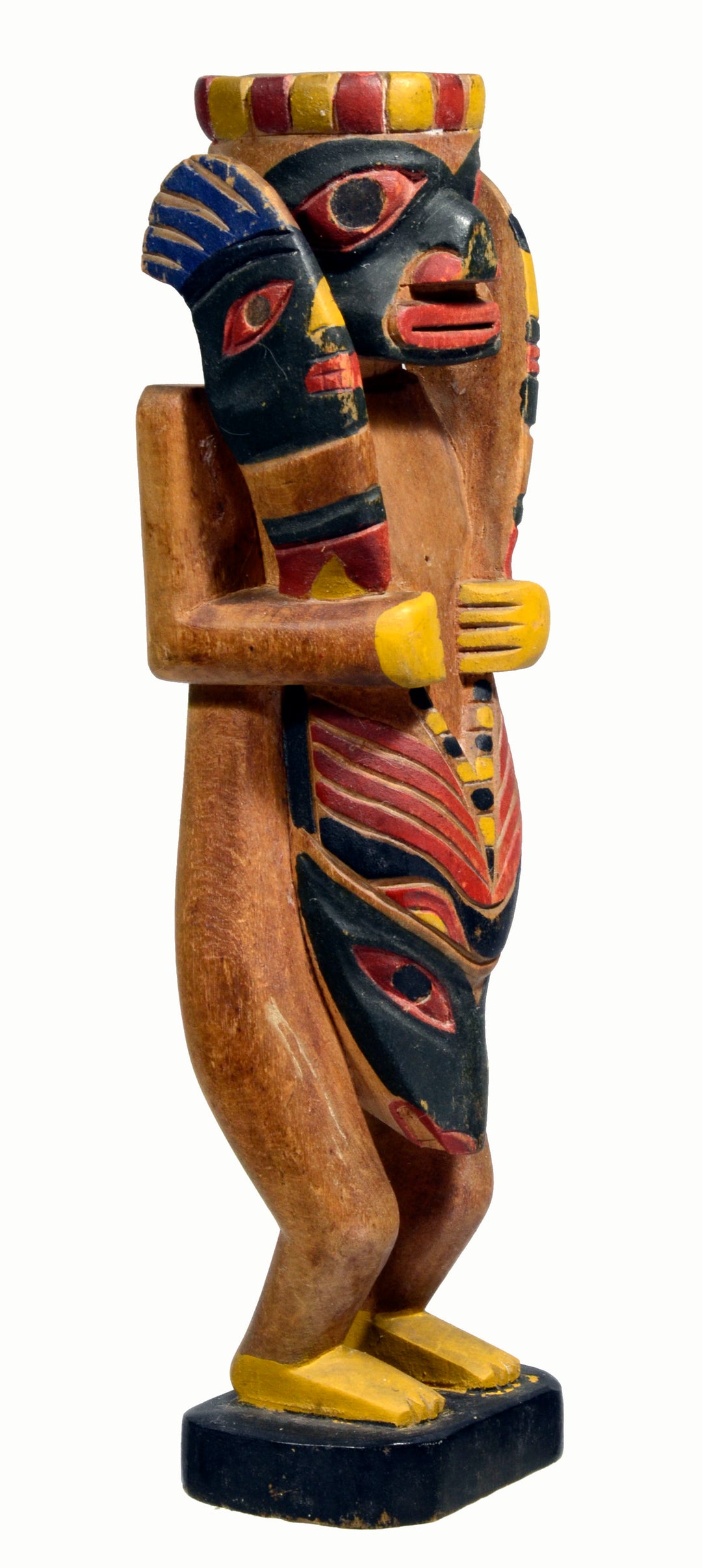 North West Coast Polychrome Painted Wood Standing Shaman