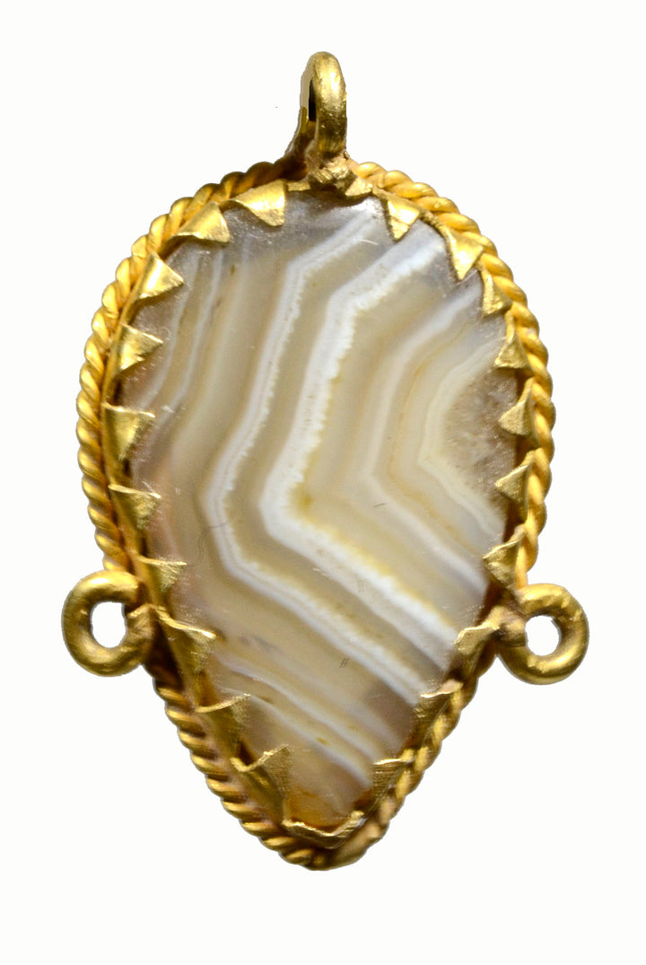 Ancient Roman Banded Agate & Gold Pendant