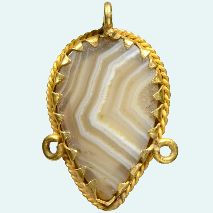 Ancient Roman Banded Agate & Gold Pendant