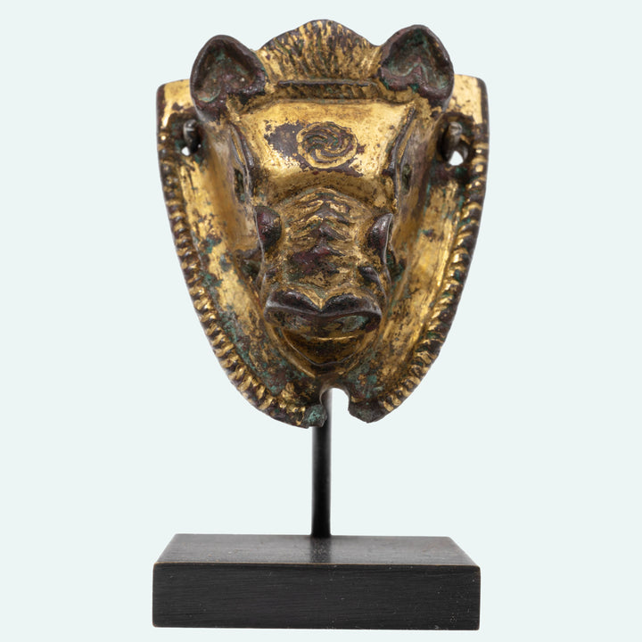 Ancient Roman Gilt Bronze Boar Head Attachment