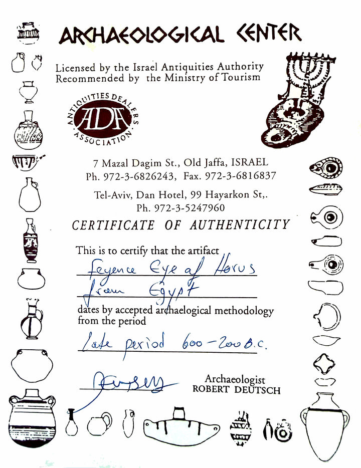 Ancient Egyptian Faience Udjat Eye Amulet