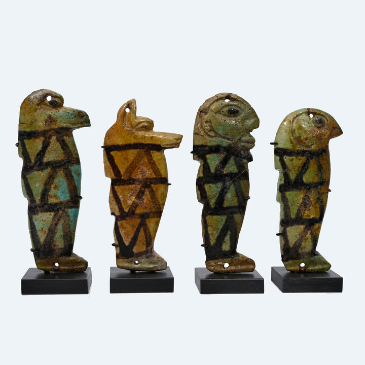 Egyptian Faience Amulets of the  Four Sons of Horus