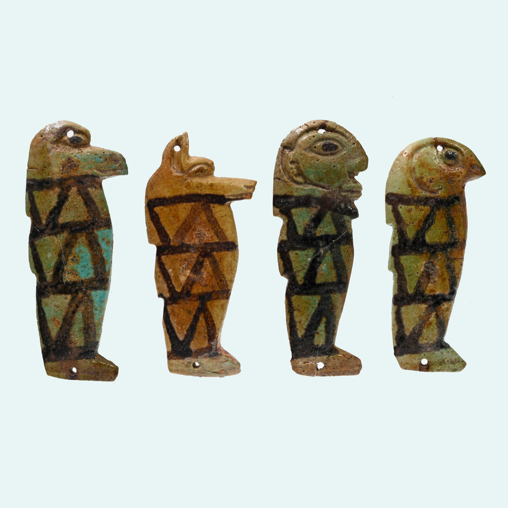 Egyptian Faience Amulets of the  Four Sons of Horus