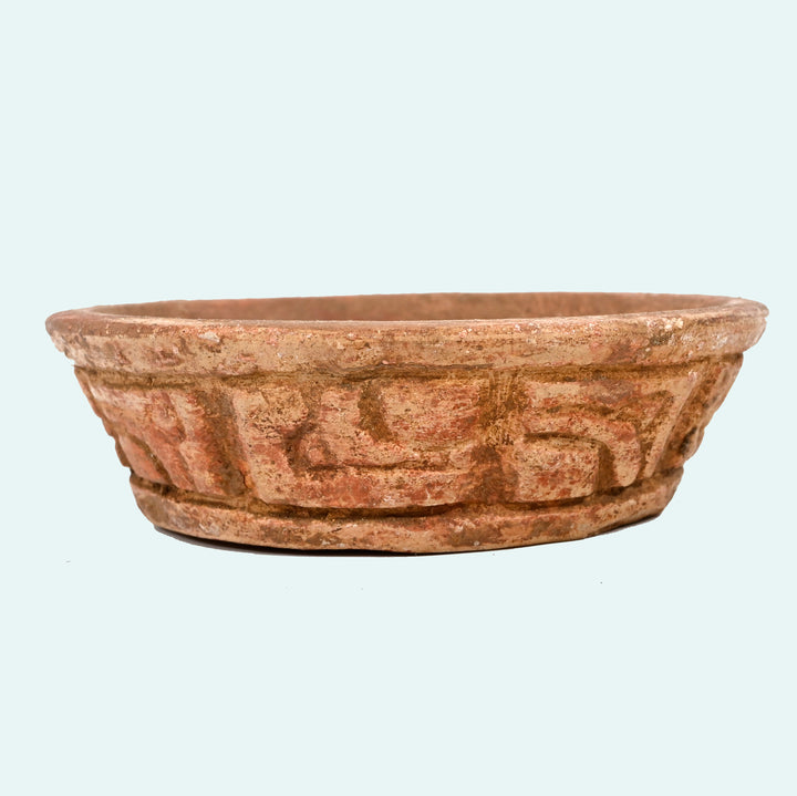 Pre-Columbian Mayan Pottery Offering Bowl with Hieroglyphic Inscription