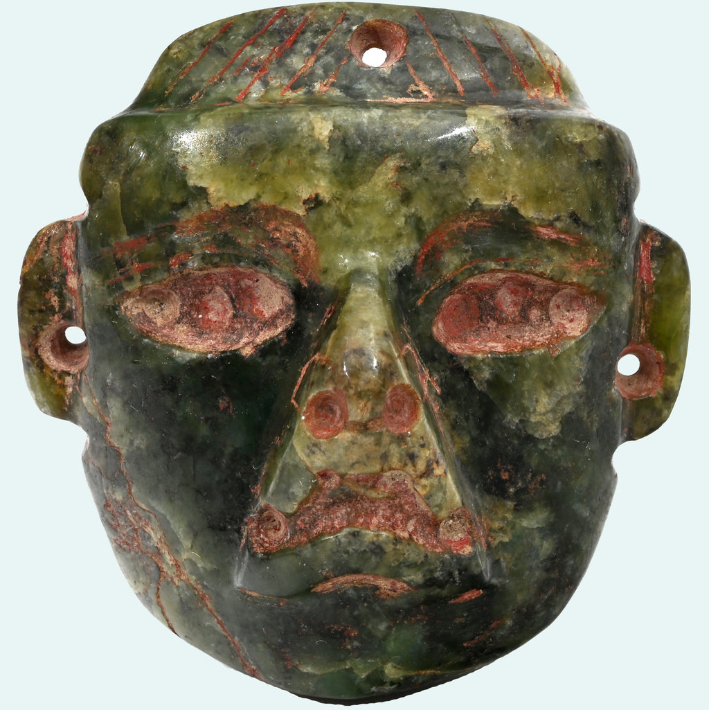 Olmec Jade Stone Pendant Mask