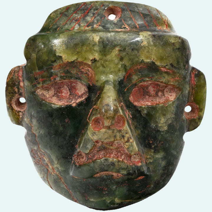 Olmec Jade Stone Pendant Mask