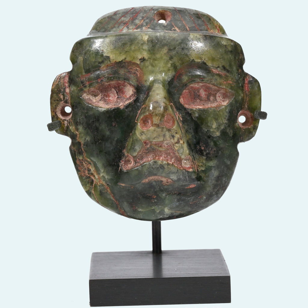 Olmec Jade Stone Pendant Mask