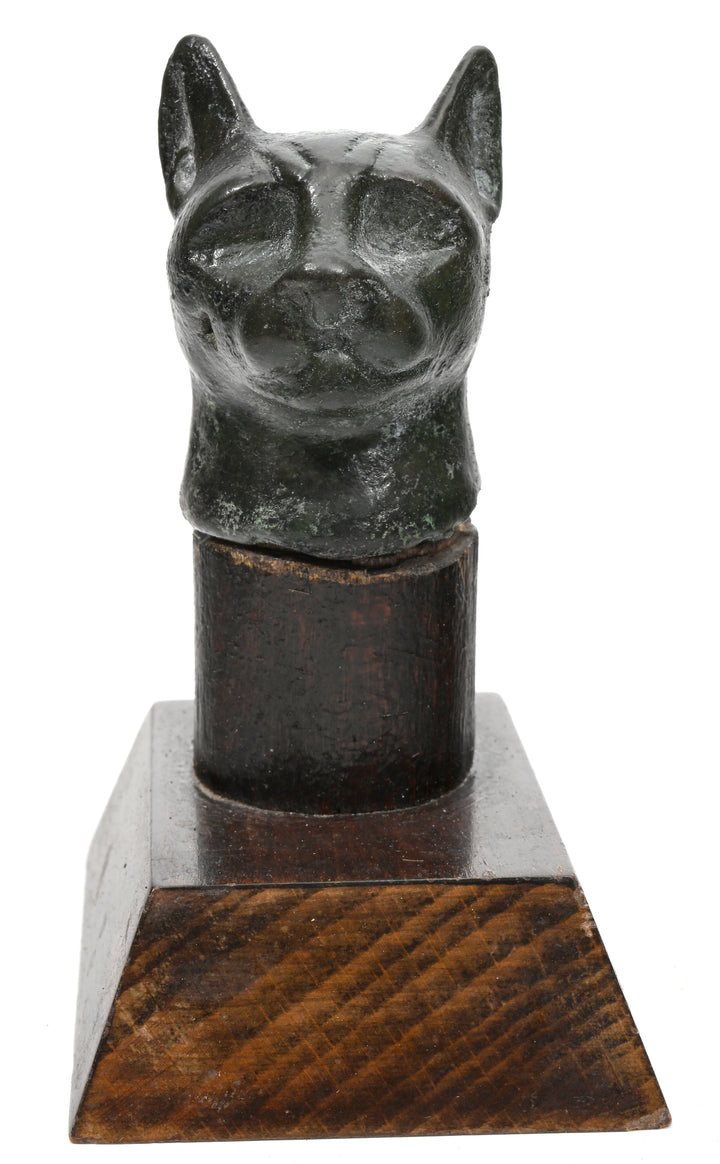 Egyptian Bronze Head of a Cat