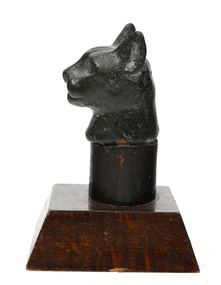 Egyptian Bronze Head of a Cat