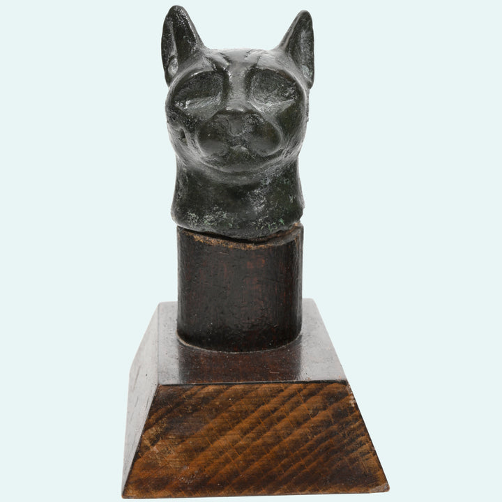 Egyptian Bronze Head of a Cat