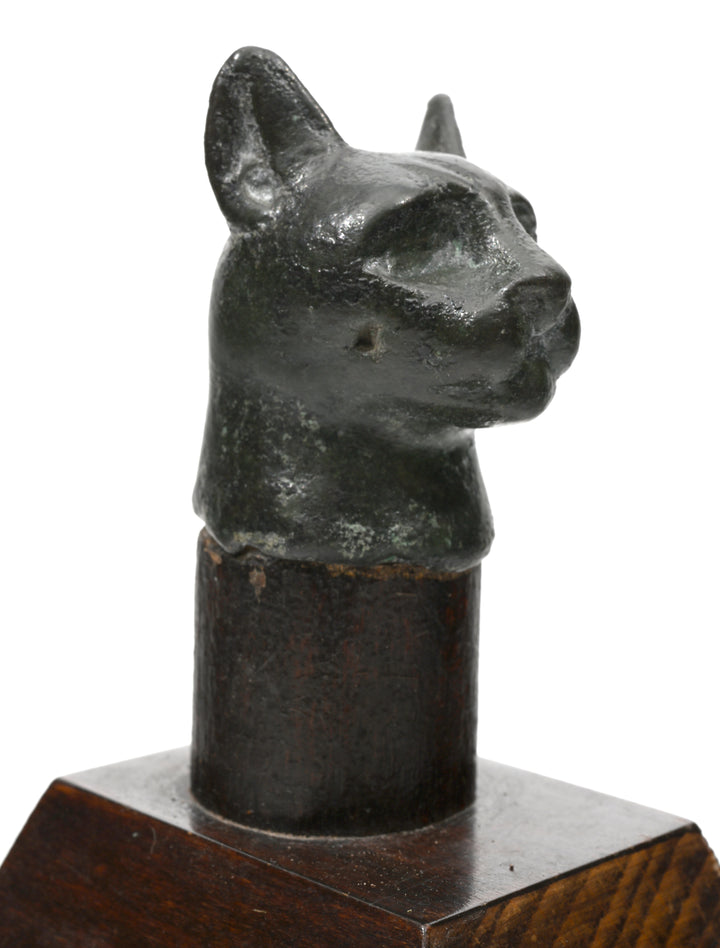 Egyptian Bronze Head of a Cat