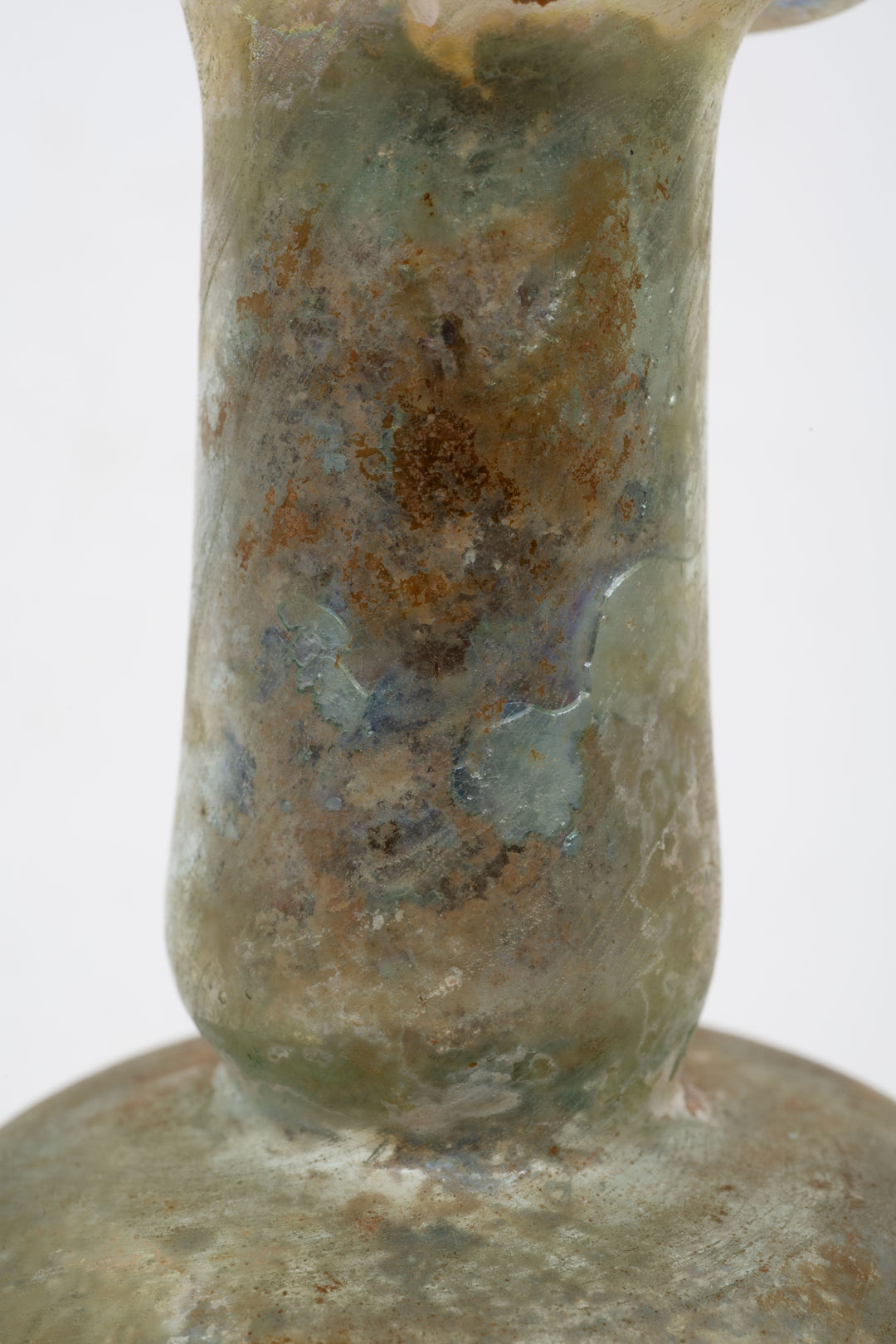 Roman Green Glass Unguentarium with Applied Nubs