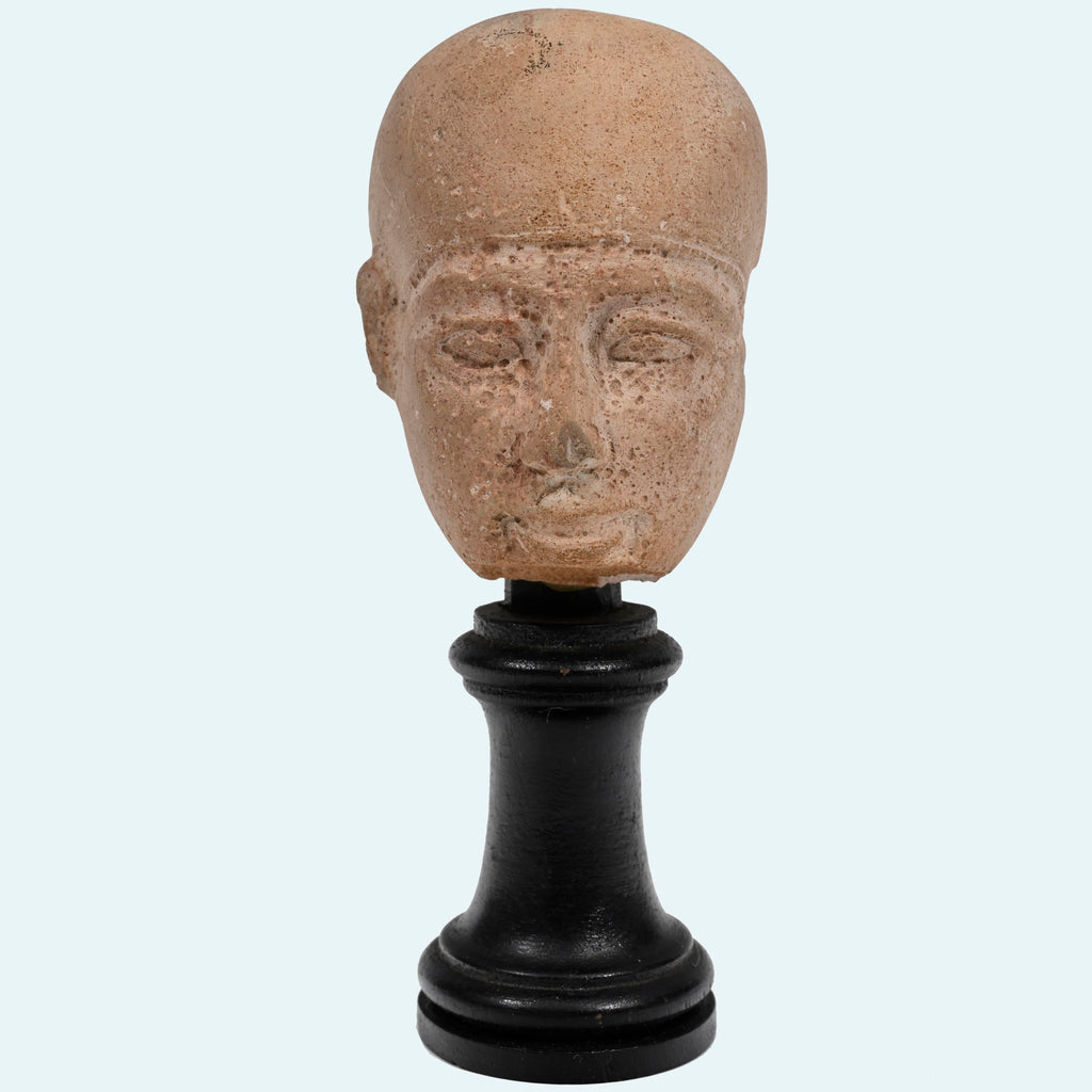 Egyptian Limestone Head of a Priest possibly Ptah