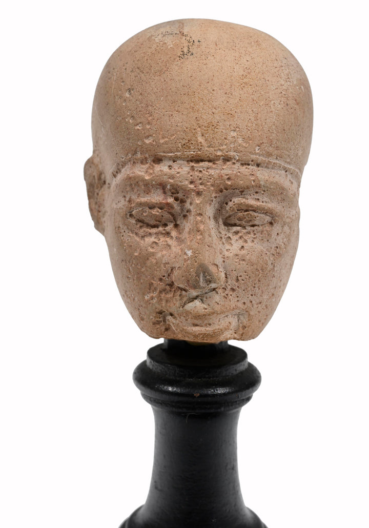Egyptian Limestone Head of a Priest possibly Ptah