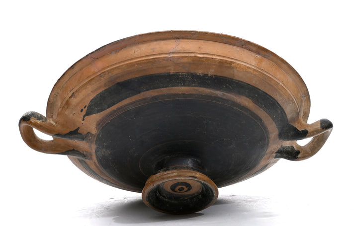 Ancient Greek Bichrome Banded Pottery Kylix (Two-Handled Wine Cup)