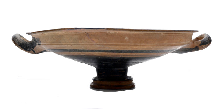 Ancient Greek Bichrome Banded Pottery Kylix (Two-Handled Wine Cup)
