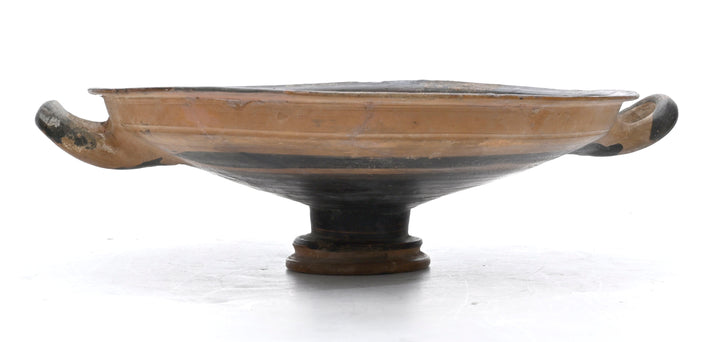 Ancient Greek Bichrome Banded Pottery Kylix (Two-Handled Wine Cup)
