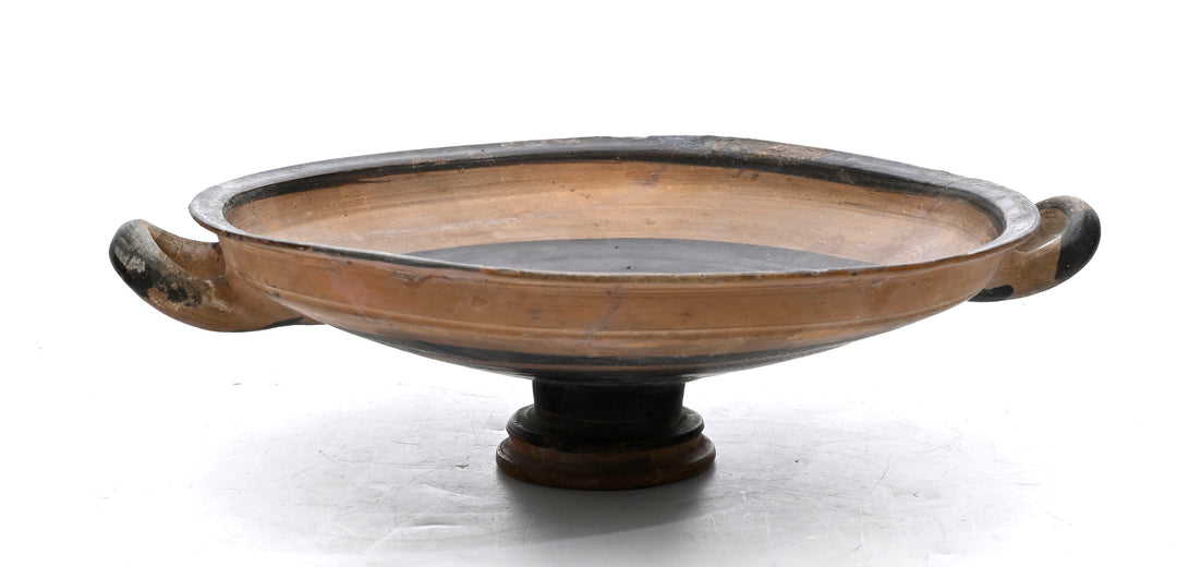 Ancient Greek Bichrome Banded Pottery Kylix (Two-Handled Wine Cup)