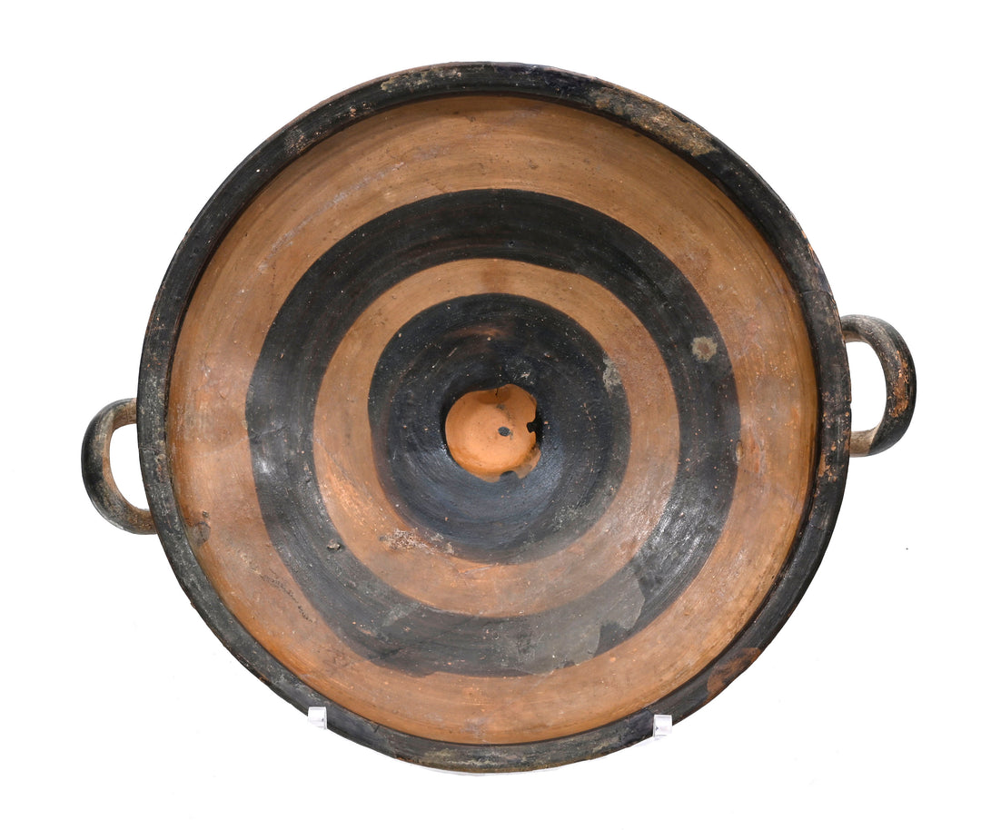 Ancient Greek Bichrome Banded Pottery Kylix (Two-Handled Wine Cup)