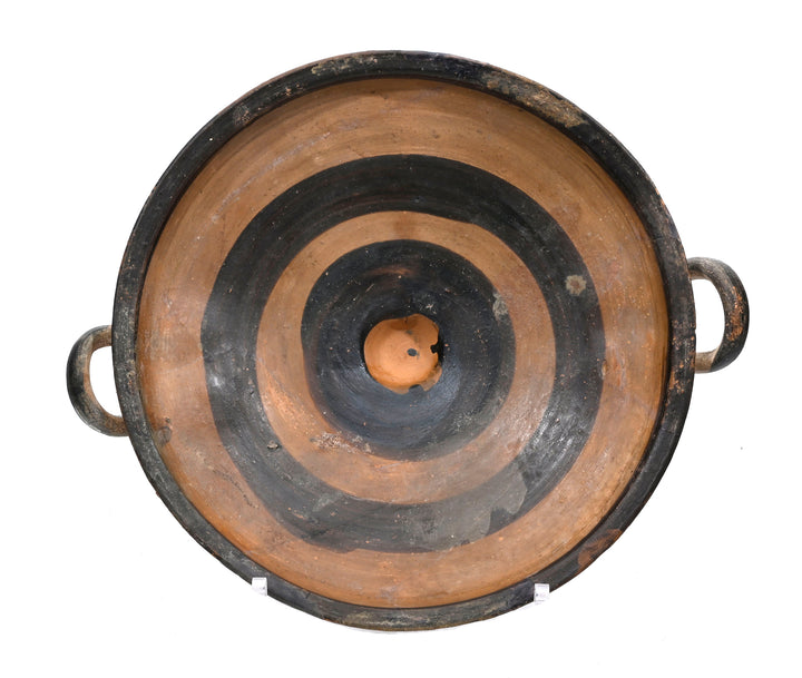 Ancient Greek Bichrome Banded Pottery Kylix (Two-Handled Wine Cup)