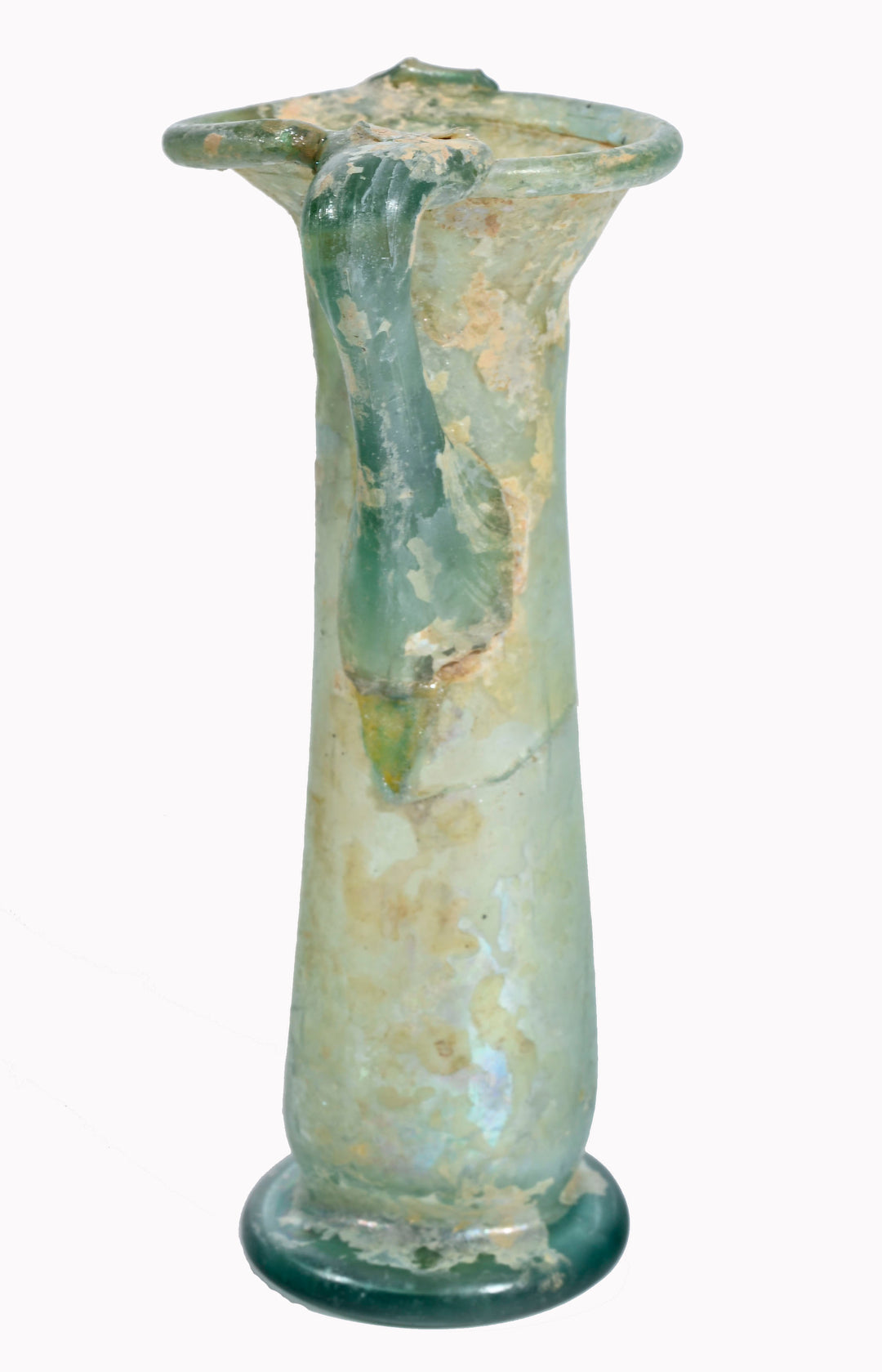 Roman Green Glass Double Handled Cosmetic Tube Unguentarium