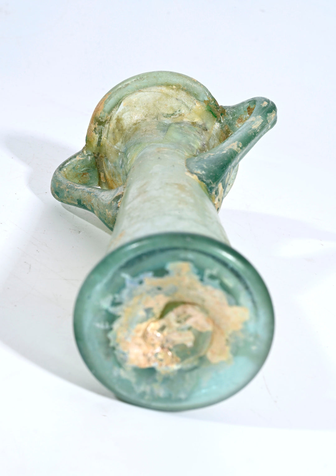 Roman Green Glass Double Handled Cosmetic Tube Unguentarium