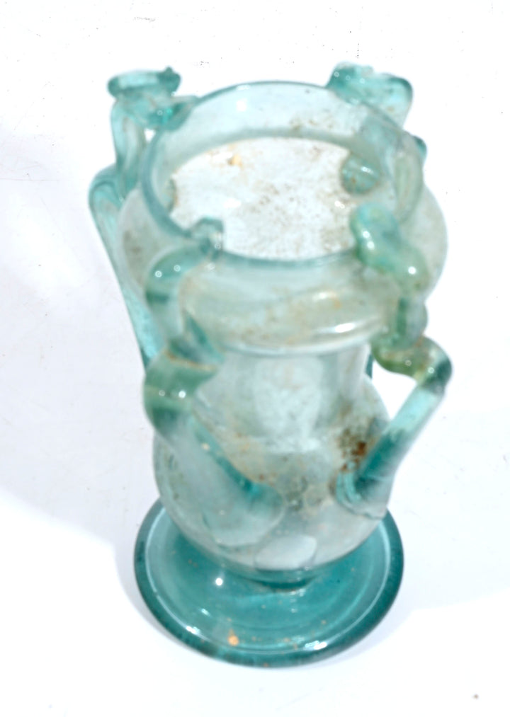 Roman Blue Glass Quadruple-handled Unguentarium