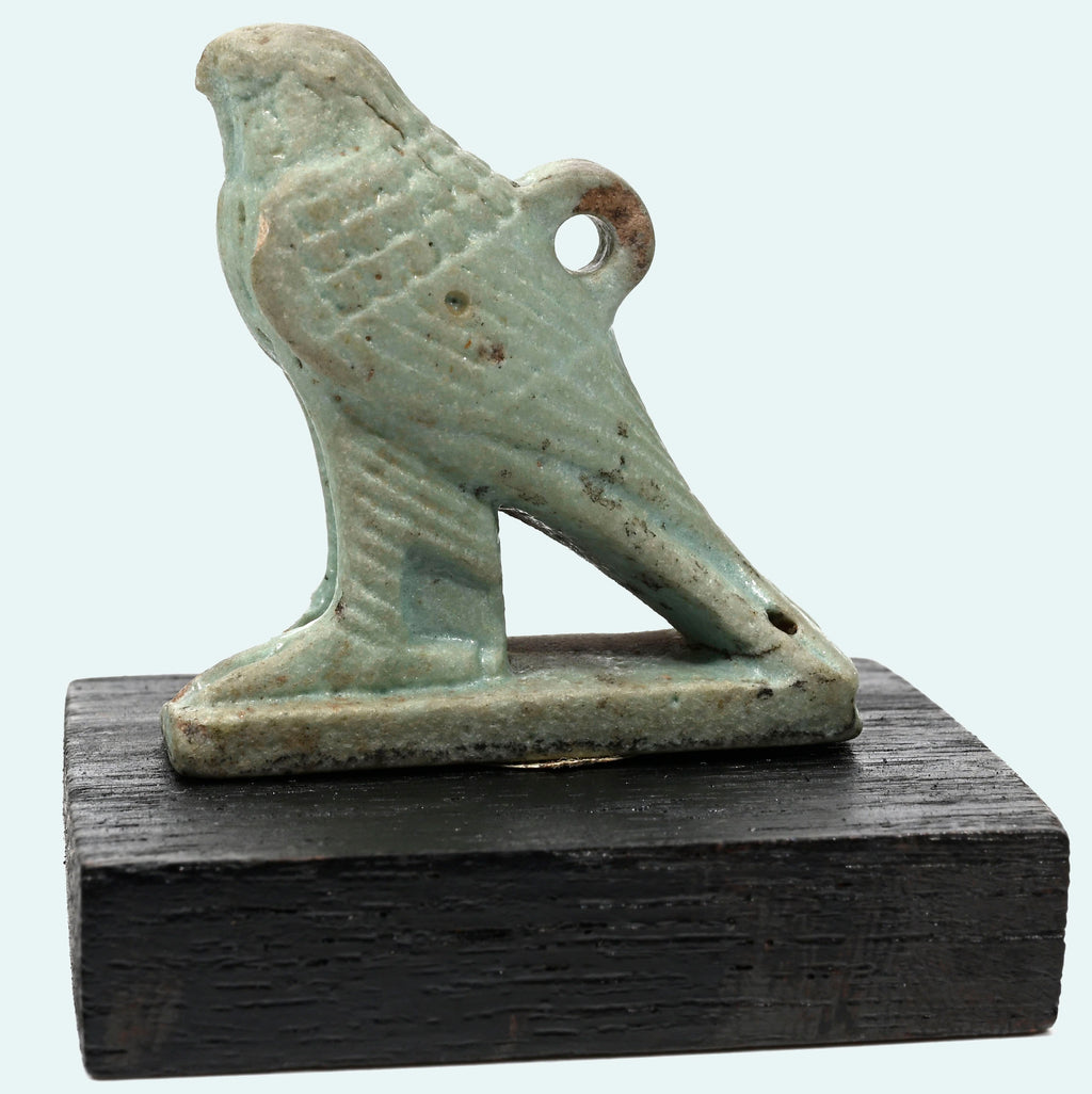 Egyptian Turquoise Faience Horus Falcon Amulet