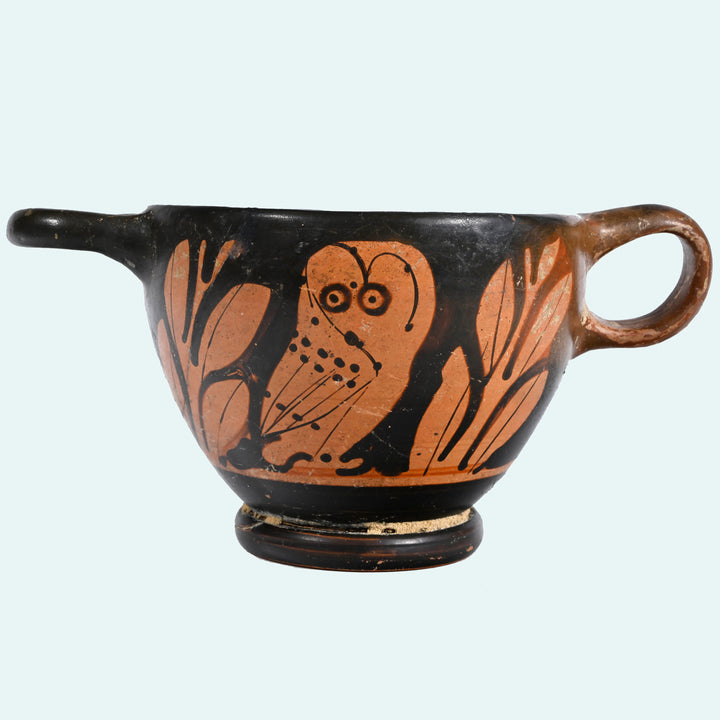 Greek Attic Red Figure Owl Skyphos Glaux