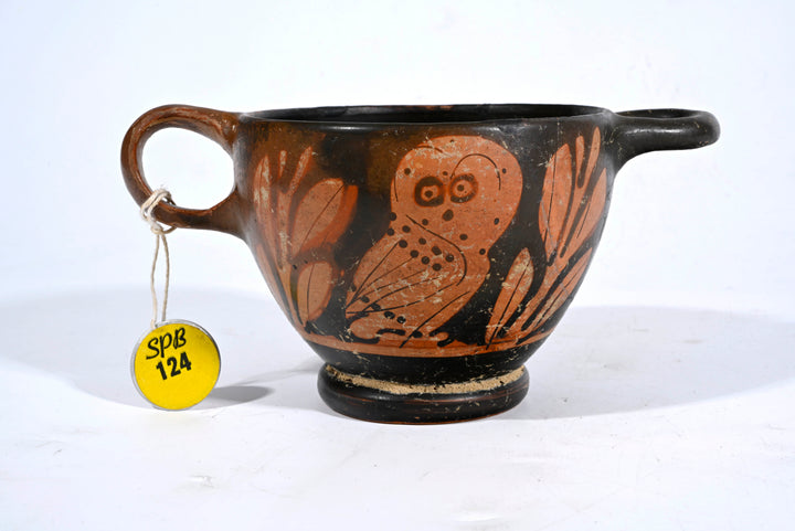 Greek Attic Red Figure Owl Skyphos Glaux