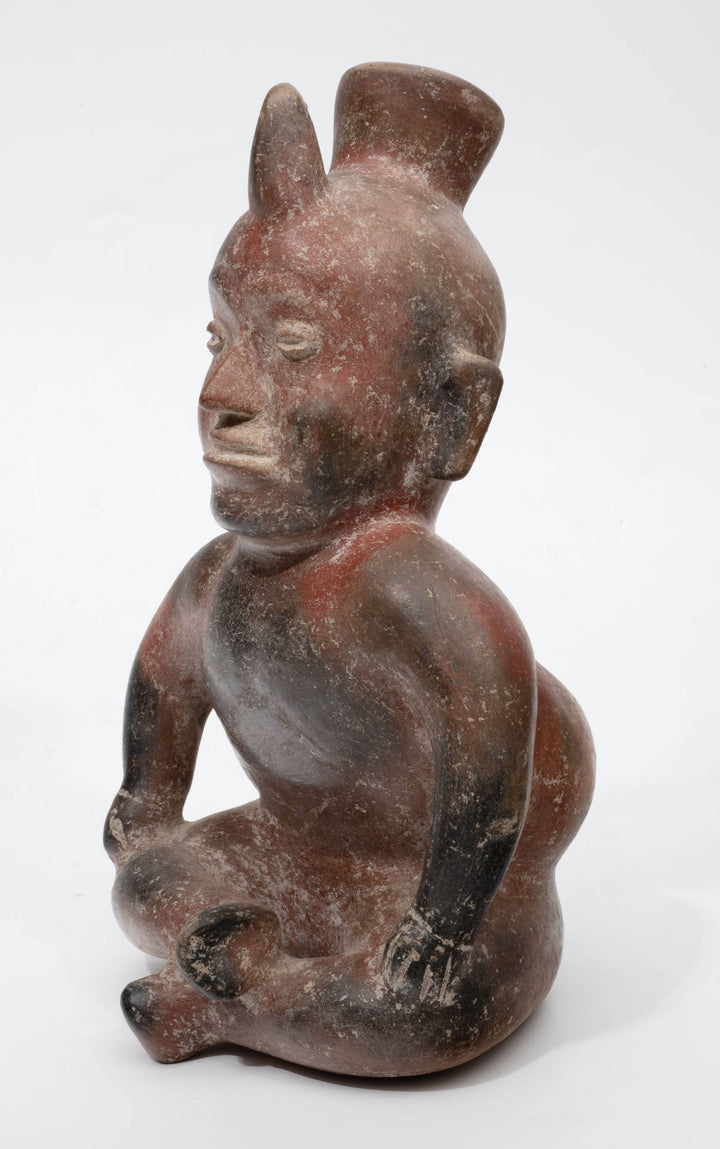 Colima Pottery Redware Seated Hunchback Dwarf
