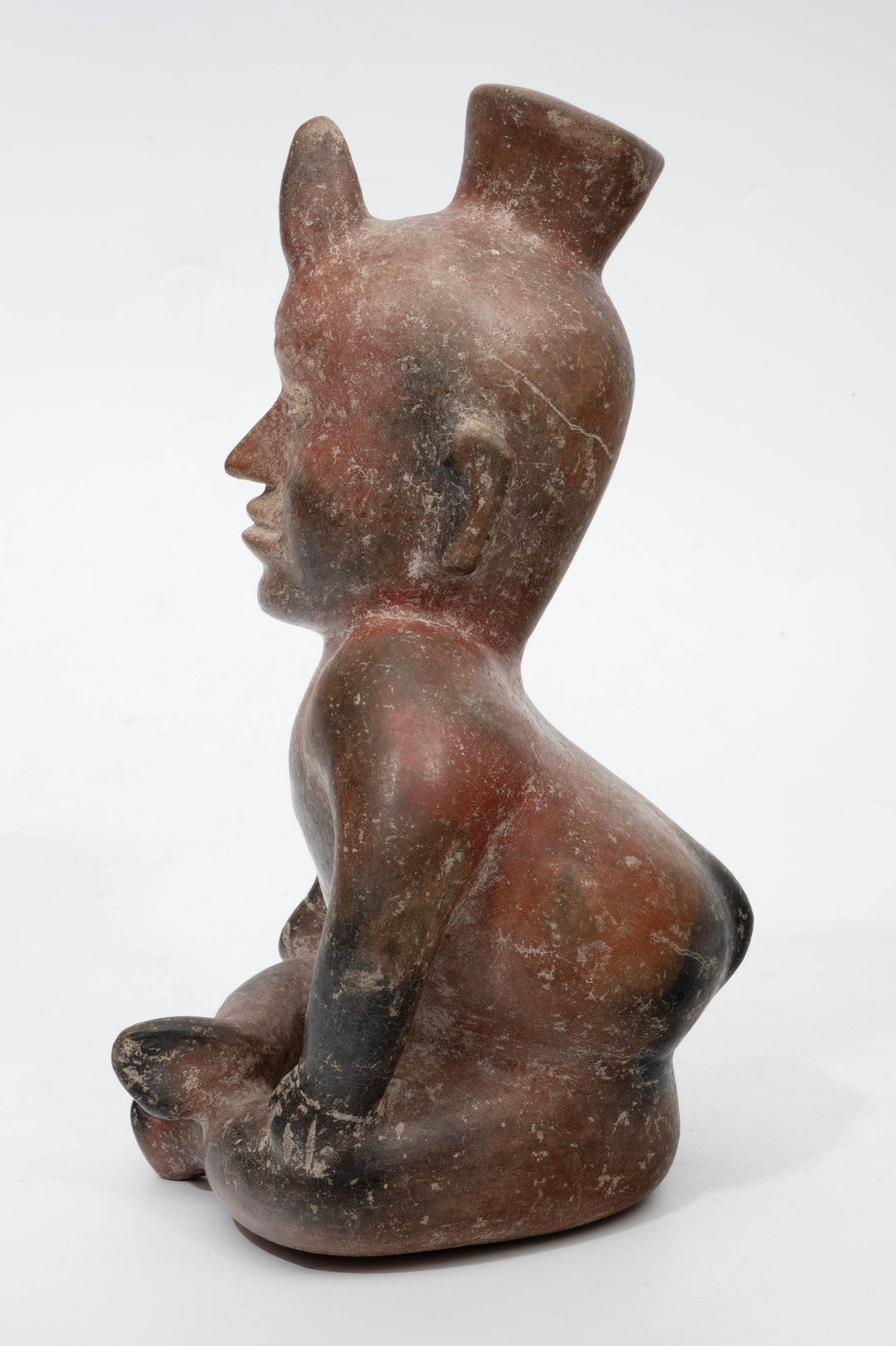 Colima Pottery Redware Seated Hunchback Dwarf