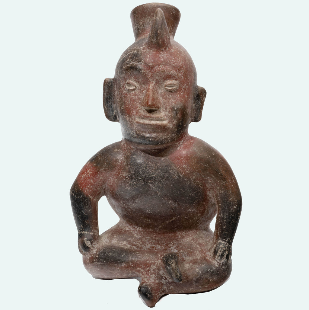 Colima Pottery Redware Seated Hunchback Dwarf