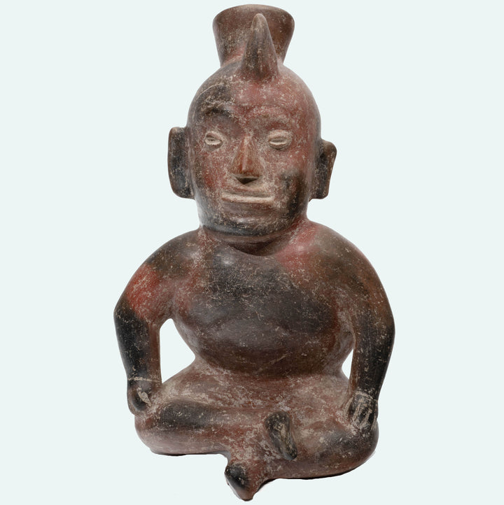 Colima Pottery Redware Seated Hunchback Dwarf