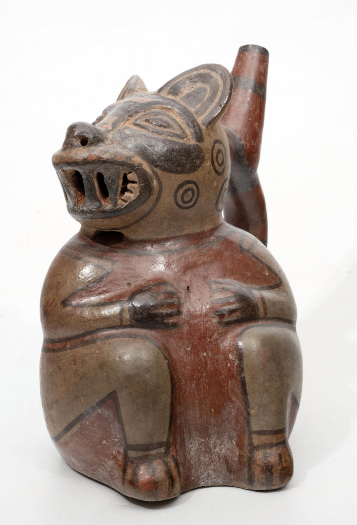 Huari Pottery Jaguar/Puma Stirrup Vessel