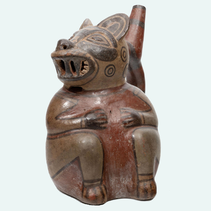 Huari Pottery Jaguar/Puma Stirrup Vessel