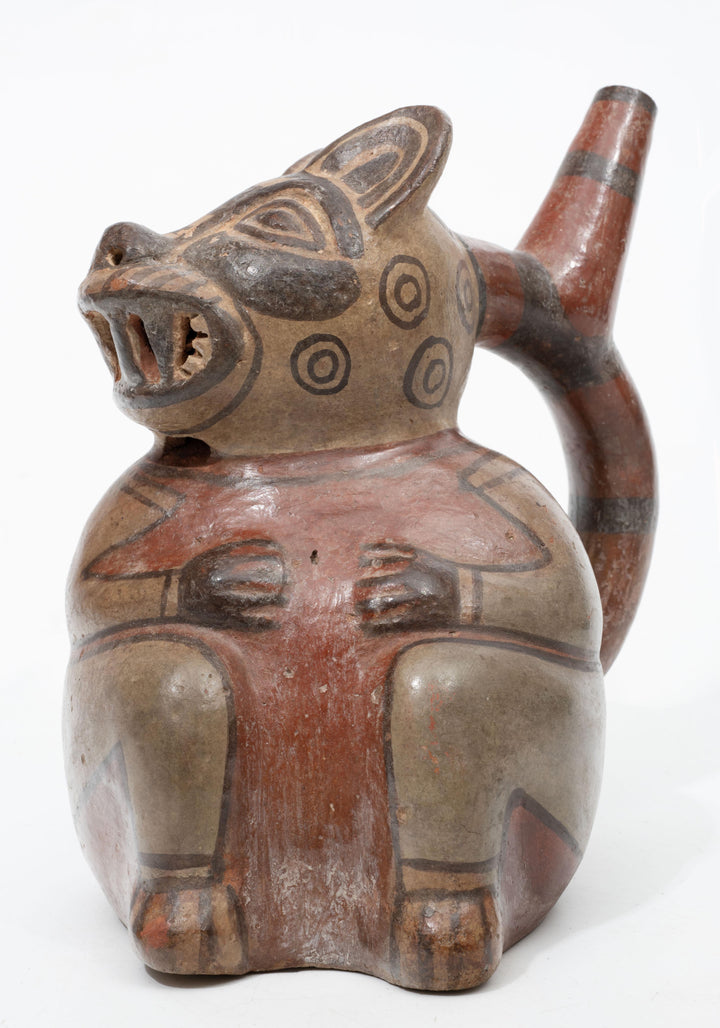 Huari Pottery Jaguar/Puma Stirrup Vessel