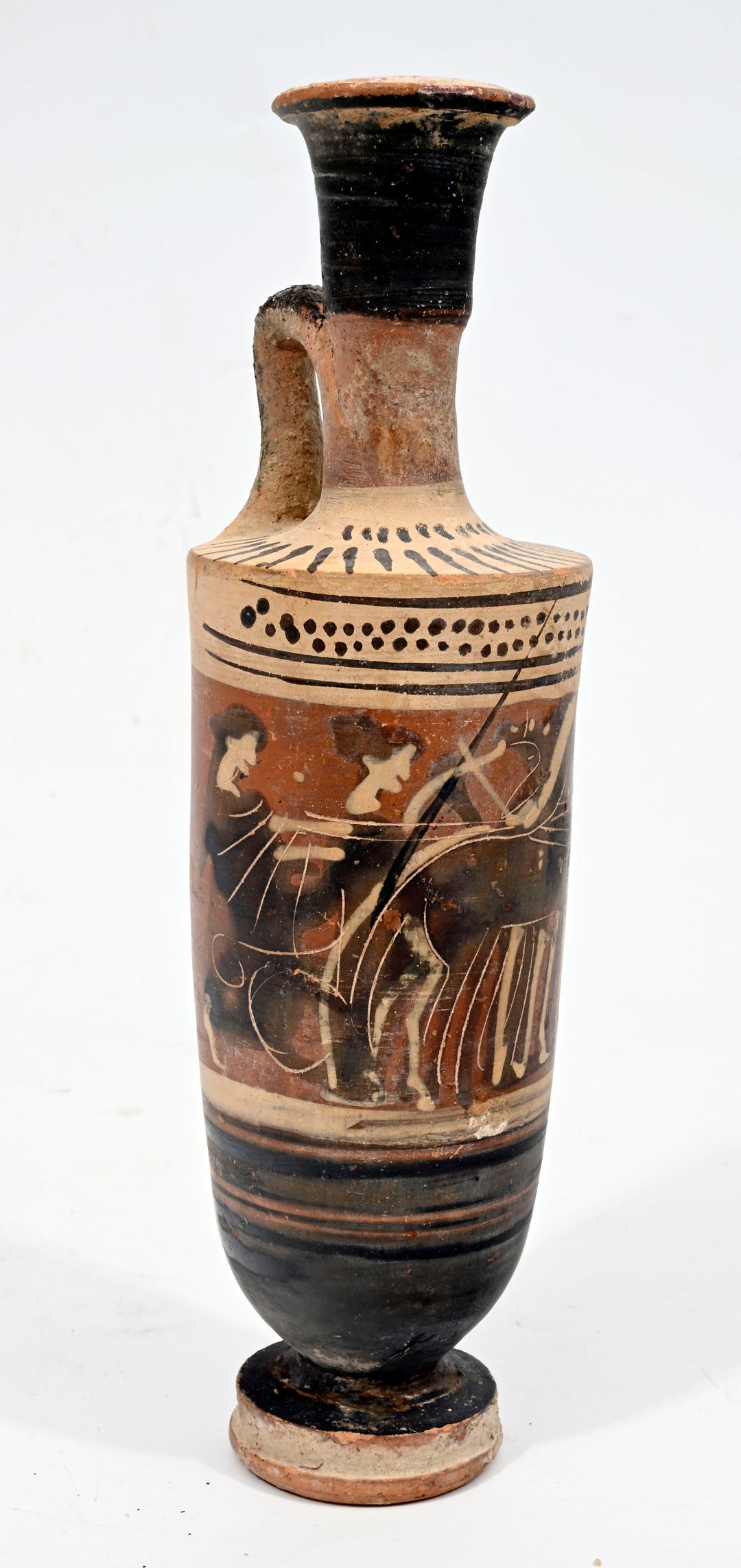 Attic Black-figure Pottery Lekythos with Quadriga Chariot