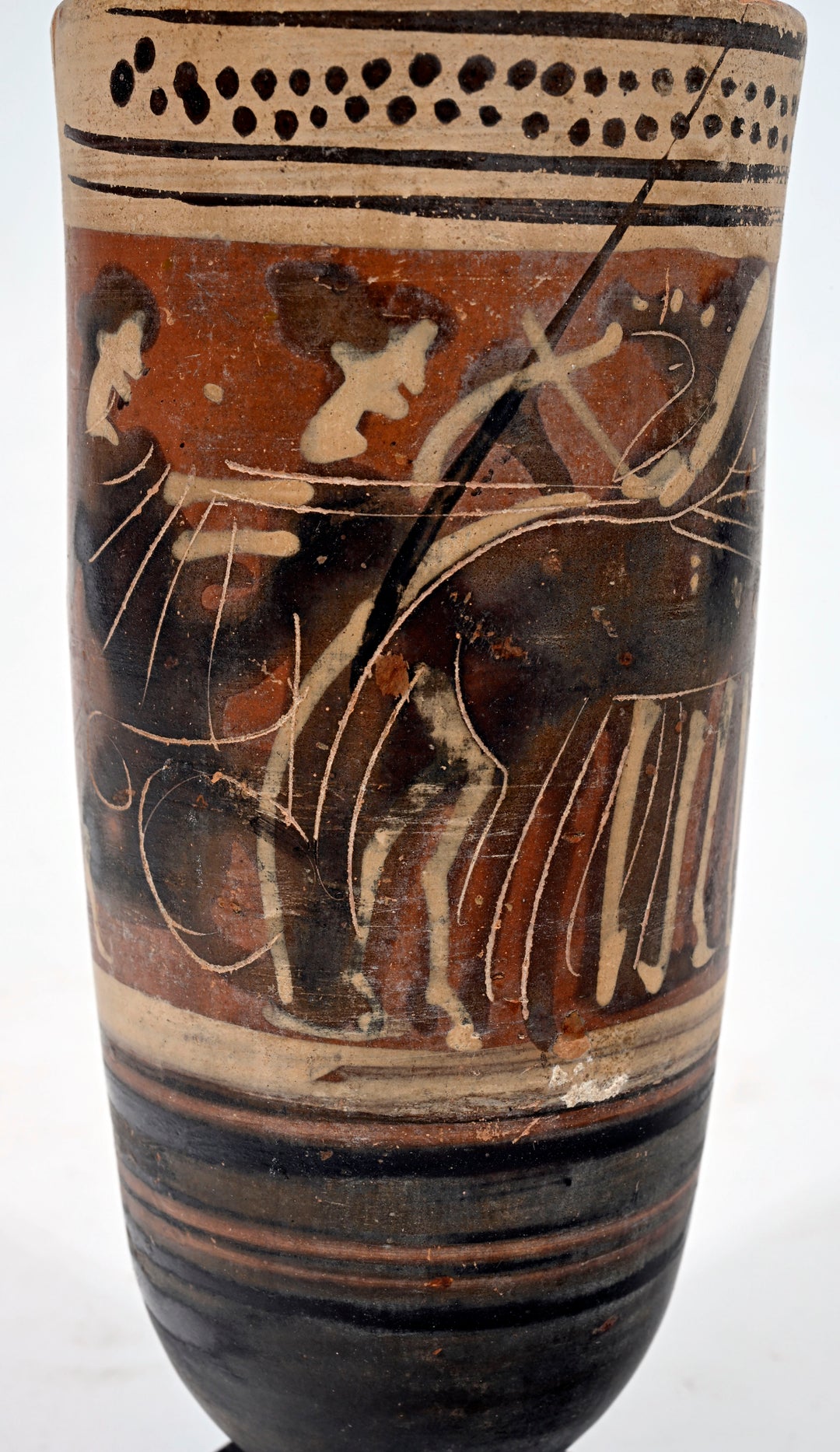 Attic Black-figure Pottery Lekythos with Quadriga Chariot