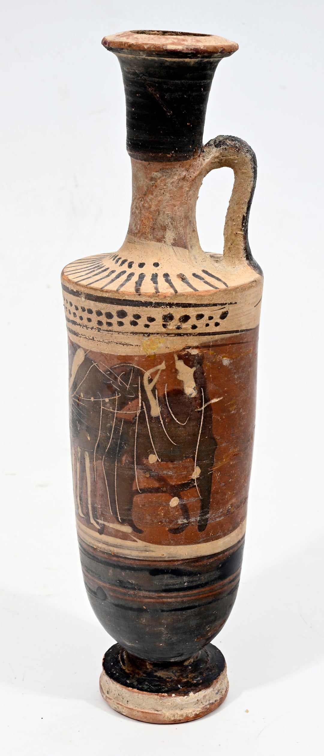 Attic Black-figure Pottery Lekythos with Quadriga Chariot