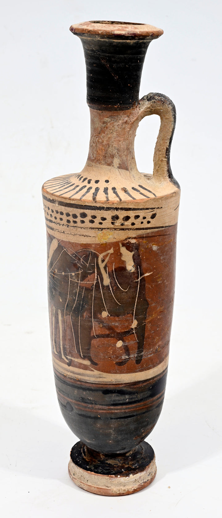 Attic Black-figure Pottery Lekythos with Quadriga Chariot