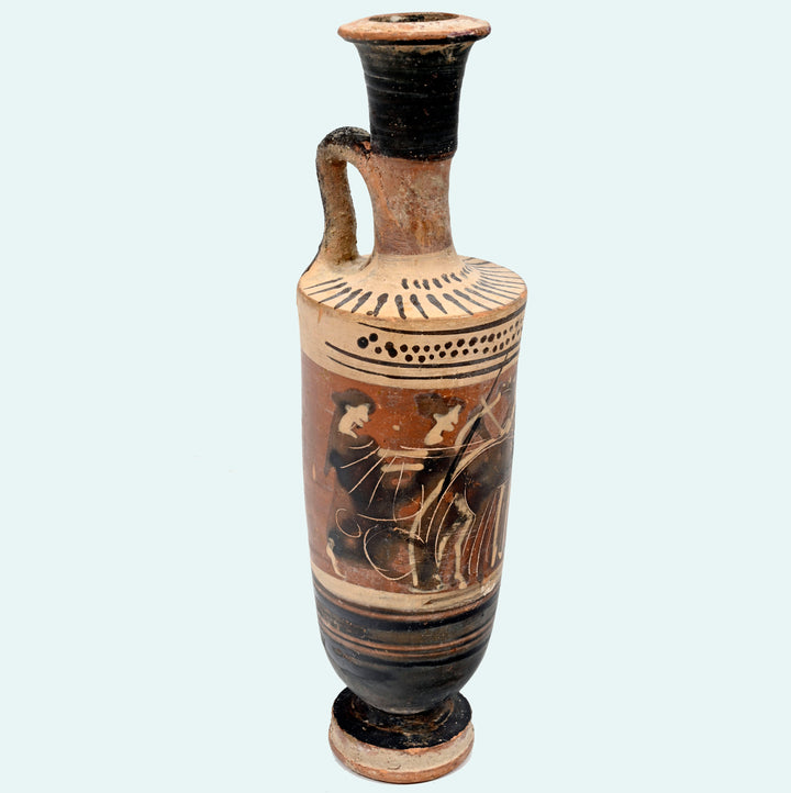 Attic Black-figure Pottery Lekythos with Quadriga Chariot