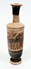 Attic Black-figure Pottery Lekythos with Quadriga Chariot