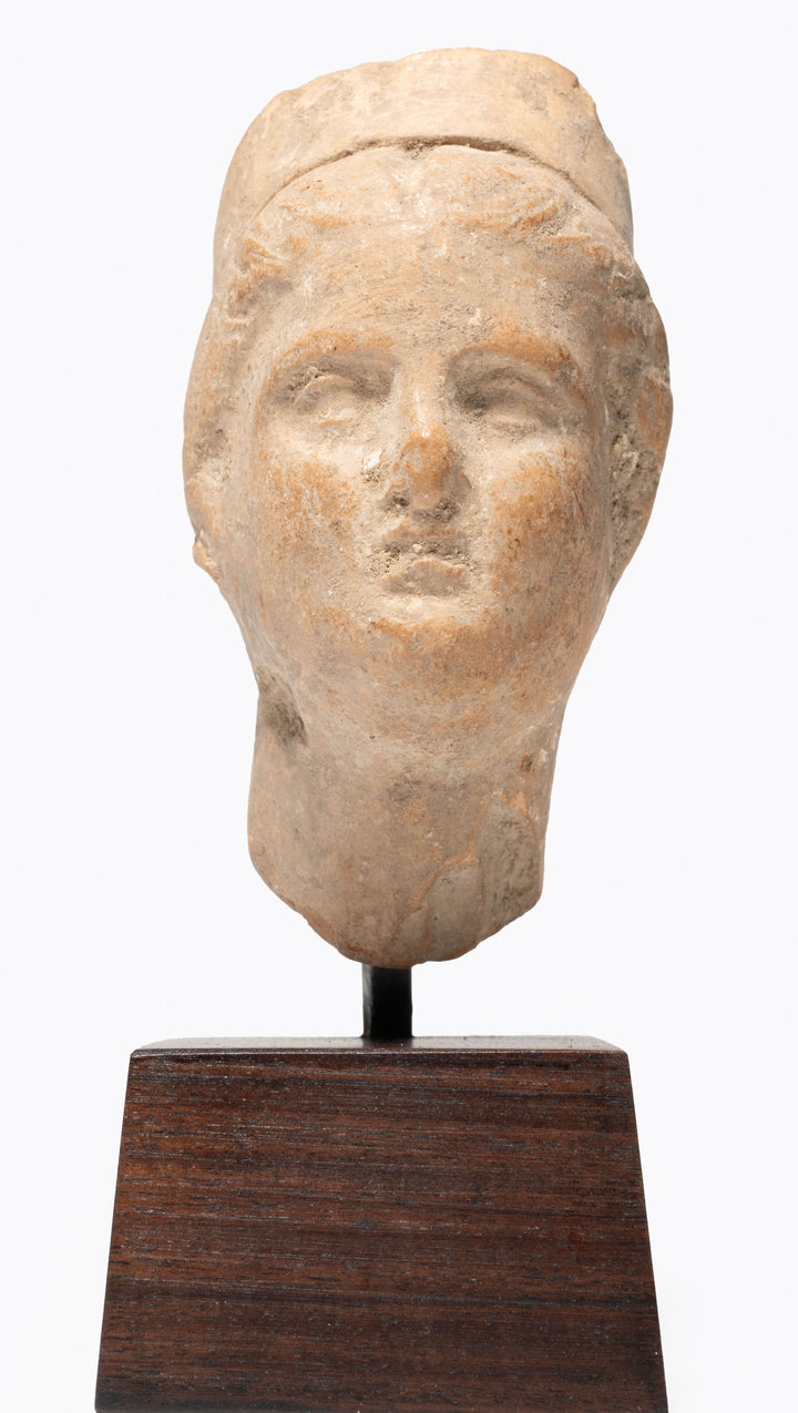 Greek Terracotta Tanagra Female Head
