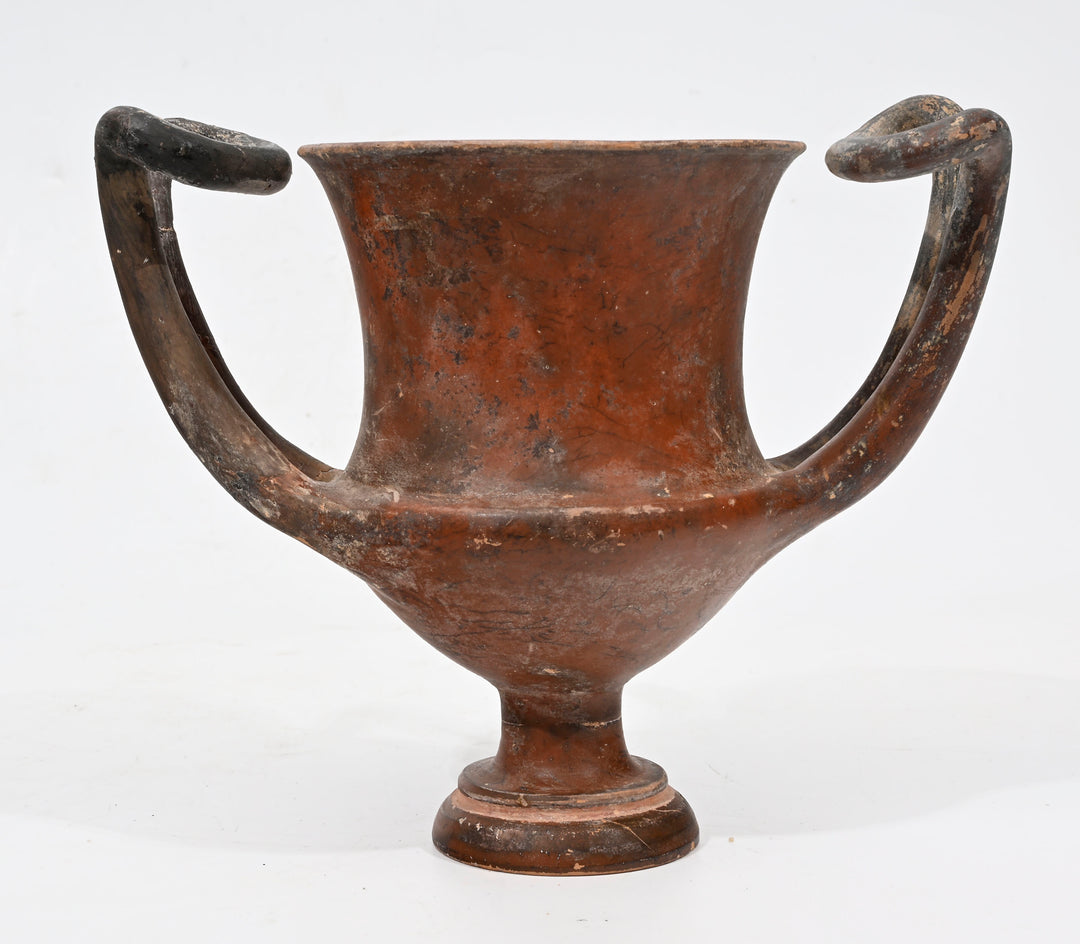Greek Black Glaze High Handle Pottery Kantharos