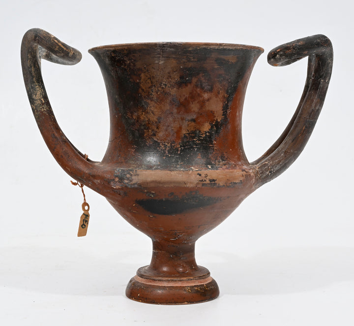 Greek Black Glaze High Handle Pottery Kantharos
