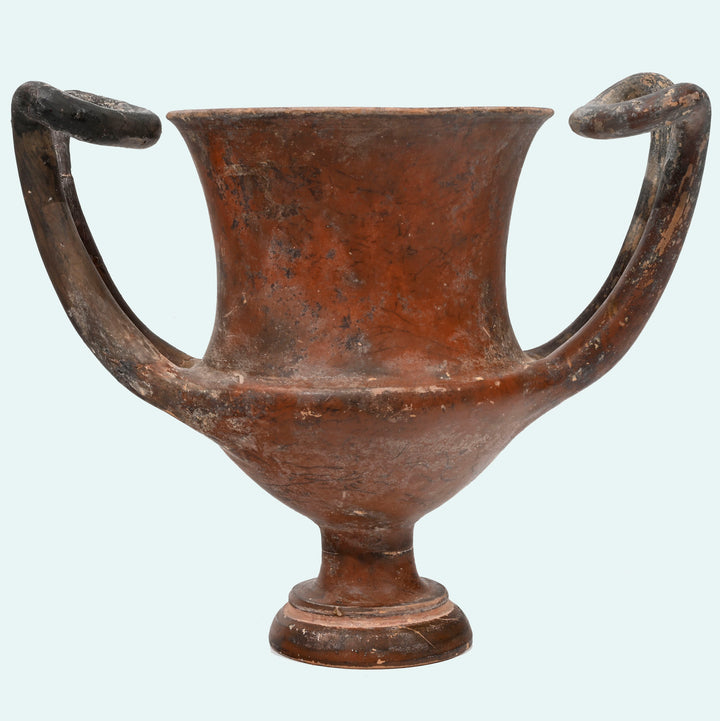Greek Black Glaze High Handle Pottery Kantharos