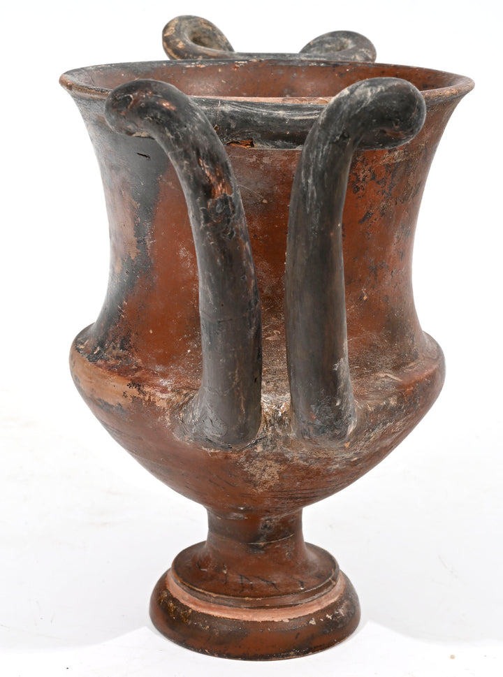 Greek Black Glaze High Handle Pottery Kantharos
