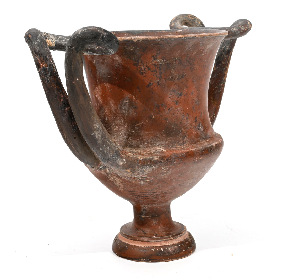 Greek Black Glaze High Handle Pottery Kantharos